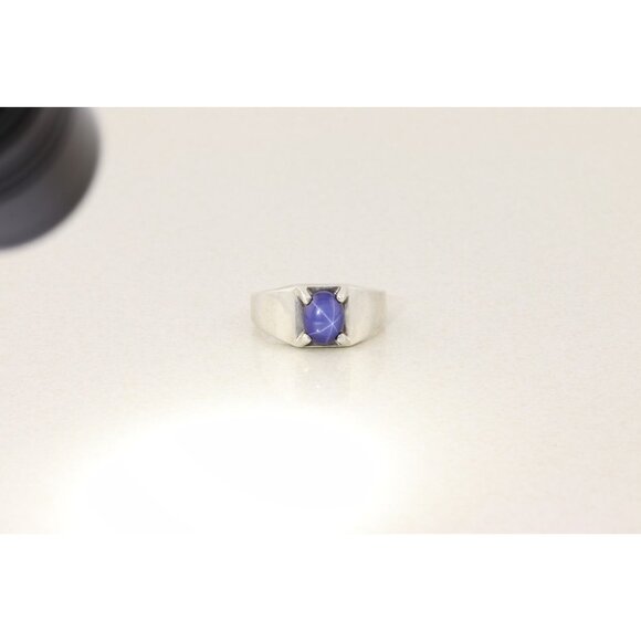 Men's Sterling Silver Lab Created Blue Star Ring Size 10 1/4 - Picture 5 of 10